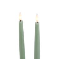 Luxe Collection S/2 Sage LED Wax Dinner Candles - Thumb 3