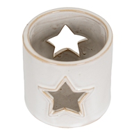 White Ceramic Star Cut-Out Tealight Holder - Thumb 2