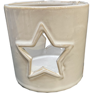 White Ceramic Star Cut-Out Tealight Holder - Thumb 1