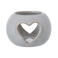 White Ceramic Heart Cut-Out Round Tealight Holder - Thumb 1