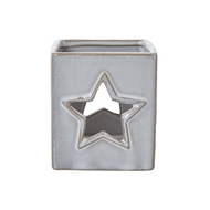 White Ceramic Star Cut-Out Square Tealight Holder - Thumb 1