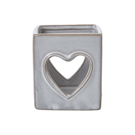 White Ceramic Heart Cut-Out Square Tealight Holder - Thumb 1