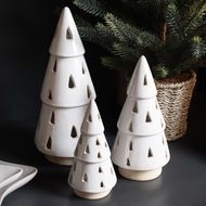 Small White Ceramic Cut-Out Tree With LED Lights - Thumb 3