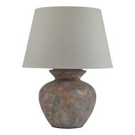 Siena Brown  Round Table Lamp With Linen Shade - Thumb 1