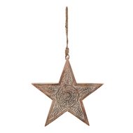 Natural Wooden Large Patterned Hanging Star - Thumb 2