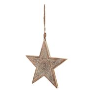 Natural Wooden Large Patterned Hanging Star - Thumb 1