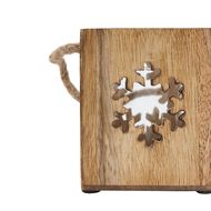 Natural Wooden Small Snowflake Tealight Candle Holder - Thumb 3