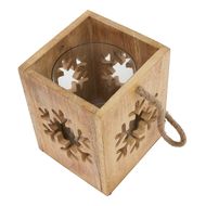 Natural Wooden Large Snowflake Tealight Candle Holder - Thumb 2