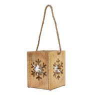 Natural Wooden Large Snowflake Tealight Candle Holder - Thumb 1