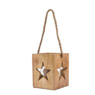 Natural Wooden Large Star Tealight Candle Holder - Thumb 1