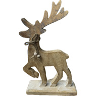 White Wash Collection Wooden Sparkle Reindeer Decoration - Thumb 1