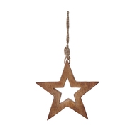 White Wash Collection Wooden Hanging Star Decoration - Thumb 1