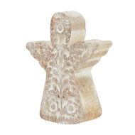 White Wash Collection Patterned Large Angel Decoration - Thumb 1