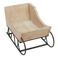 White Wash Collection Wooden Decorative Sleigh - Thumb 3