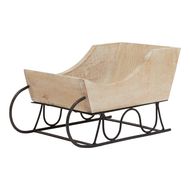 White Wash Collection Wooden Decorative Sleigh - Thumb 1