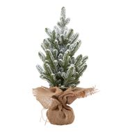 Snowy Potted Christmas Pine Tree with Hessian Base - Thumb 1