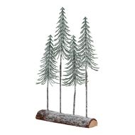 Medium Snowy Spindle Tree Quad In Wood Log - Thumb 1