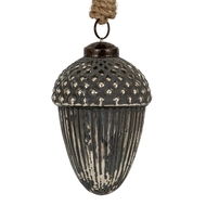 Grey Metallic Collection Large Acorn Bauble - Thumb 2