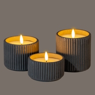 Luxe Collection Natural Glow Chalk Ribbed Medium Led Candle - Thumb 4