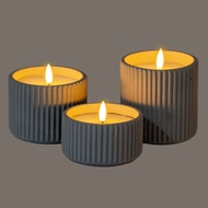 Luxe Collection Natural Glow Grey Ribbed Large  Led Candle - Thumb 4