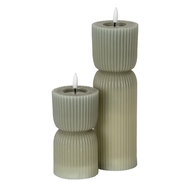 Luxe Collection Natural Glow 2.75x6 Grey Carved LED Candle - Thumb 3