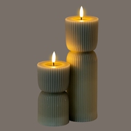 Luxe Collection Natural Glow 2.75x6 Grey Carved LED Candle - Thumb 4