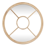 Washed Wood Round Window Mirror - Thumb 1