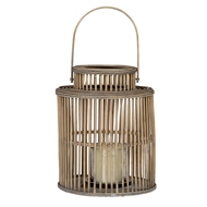Cylinder Wicker Lantern With Glass Holder - Thumb 2