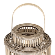 Cylinder Wicker Lantern With Glass Holder - Thumb 3
