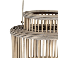 Cylinder Wicker Lantern With Glass Holder - Thumb 4