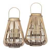 Large Peardrop Wicker Lantern With Glass Holder - Thumb 5