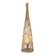 Large Conical Wicker Lantern With Glass Holder & LED Lights - Thumb 2