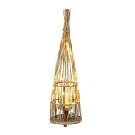 Medium Conical Wicker Lantern With Glass Holder & LED Lights - Thumb 2