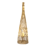 Small Conical Wicker Lantern With Glass Holder & LED Lights - Thumb 2