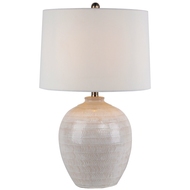 Chevronne Ceramic Table Lamp With Linen Shade - Thumb 1