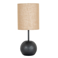 Black Cannon Table Lamp With Hessian Shade - Thumb 1