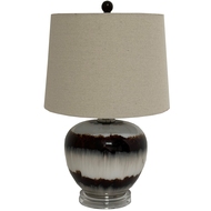 Sepia Shadows Squat Table Lamp With Linen Shade