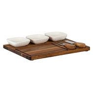 Acacia Cheese Board Set With White Ceramic Bowls And Cutlery - Thumb 4