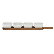 Acacia Serving Board including Four Ceramic Serving Bowls - Thumb 2