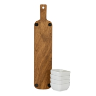 Acacia Serving Board including Four Ceramic Serving Bowls - Thumb 5