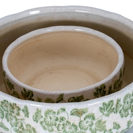 Large Green Clover Ceramic Bowl Pot - Thumb 4