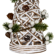 Large LED White Rattan Cone Tree With Winter Branches - Thumb 2