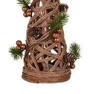 Small LED Natural Rattan Cone Tree With Winter Branches - Thumb 2