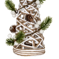 Small LED White Rattan Cone Tree With Winter Branches - Thumb 2