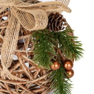 Small LED Natural Rattan Bauble With Branches And Ribbon - Thumb 2