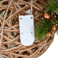 Small LED Natural Rattan Bauble With Branches And Ribbon - Thumb 3
