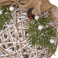 Large LED White Rattan Bauble With  Branches And Ribbon - Thumb 2