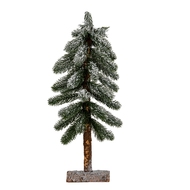 Medium Snowy Pine Tree On Wooden Stand - Thumb 1