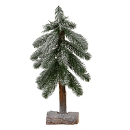 Small Snowy Pine Tree On Wooden Stand - Thumb 1