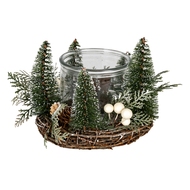 Medium Brush Tree Candle Wreath With Berries And Pinecones - Thumb 1
